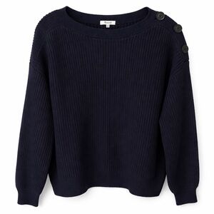 Madewell Midnight Blue Button-Shoulder Sweater